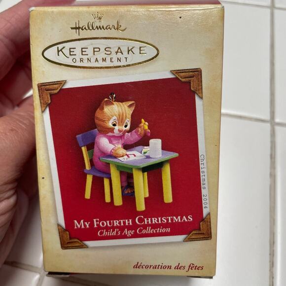 Vintage Hallmark Keepsake Fourth Christmas Ornament Cat School Desk 2004 - Picture 1 of 2